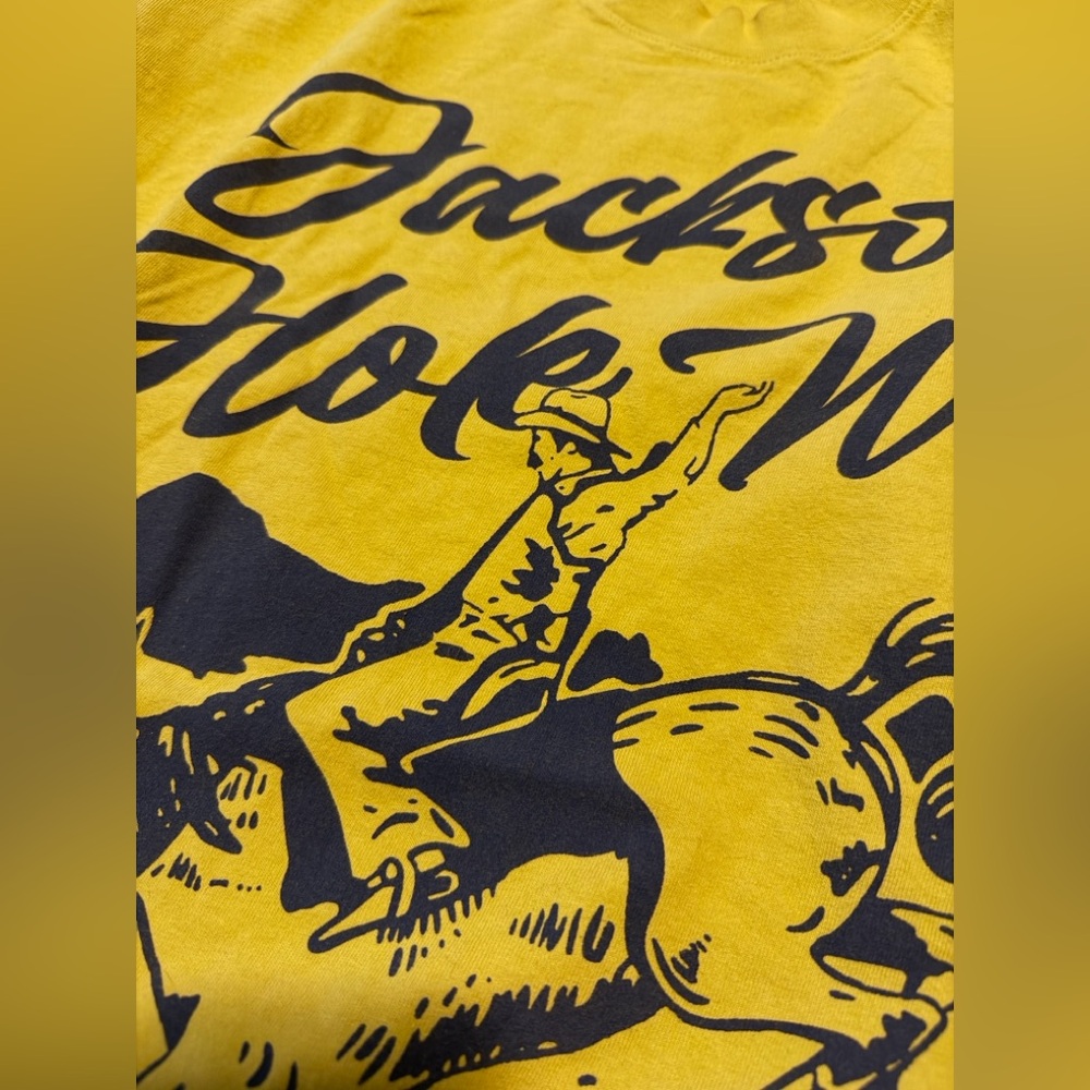 Worn once Diamond Cross Ranch Jackson Hole Wyoming shirt yellow - Picture 5 of 6